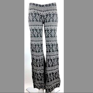 Billabong black and white elastic flare pants
